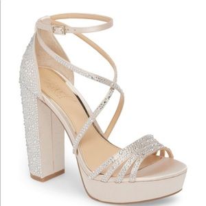 New Badgley Mischka Tarah Strap Jeweled Sandal 7.5